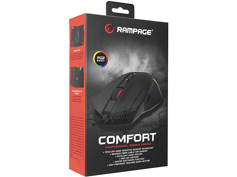 RAMPAGE SMX-G39 COMFORT Usb 8 Makro + Extra Atış Tuşlu 7200dpi RGB Ledli Gaming Oyuncu Mouse Siyah_5