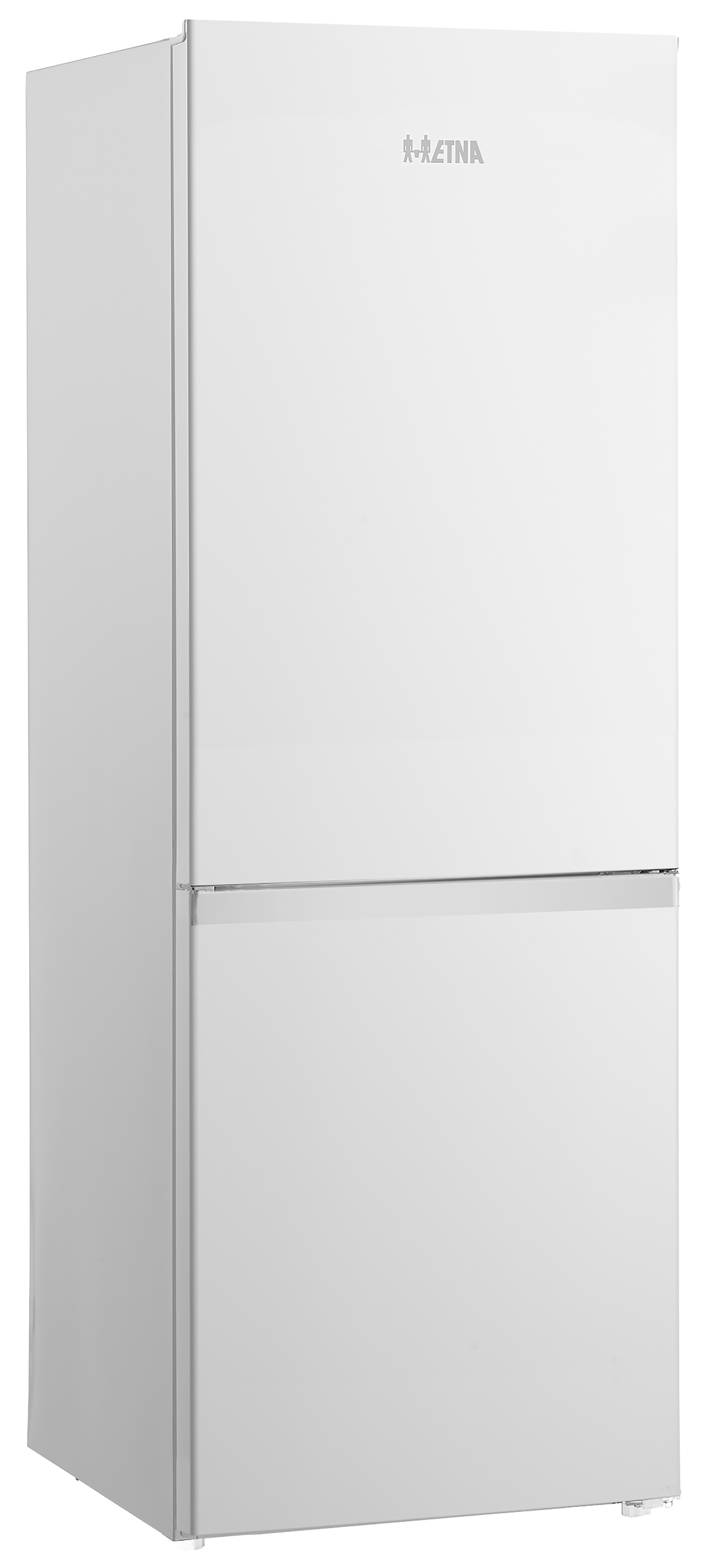 White refrigerator with two doors, with the 'ETNA' logo on top, white background.