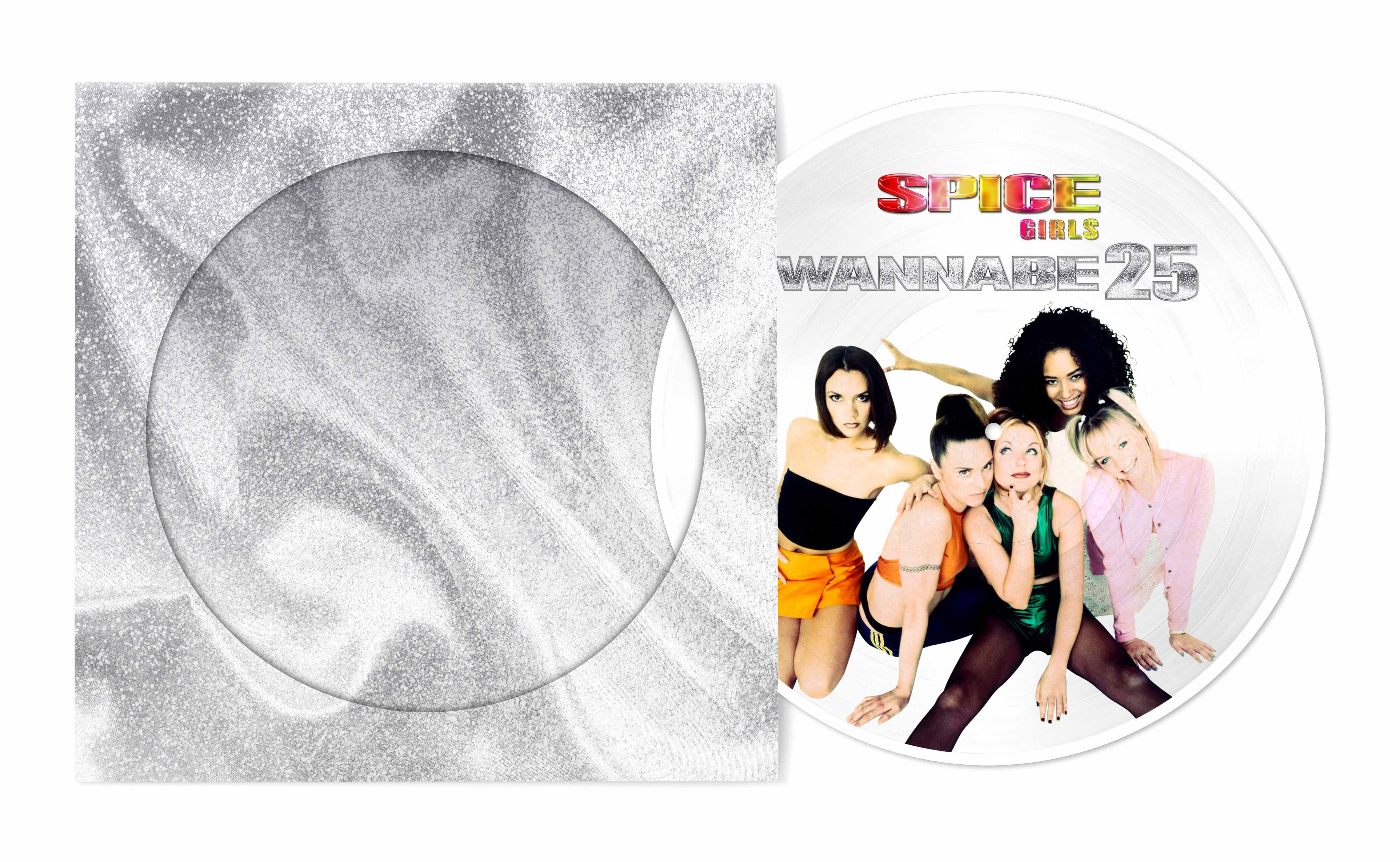 Ein CD-Cover mit den Spice Girls und dem Text "Spice Girls Wannabe 25".
