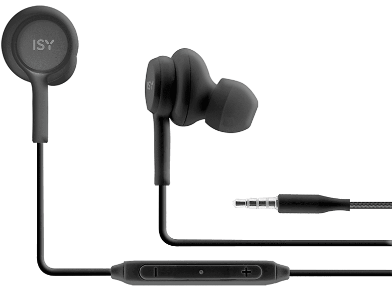 ISY IIE-0001 auricolari In-ear, jack da 3,5mm, microfono e regolazione del volume, nero