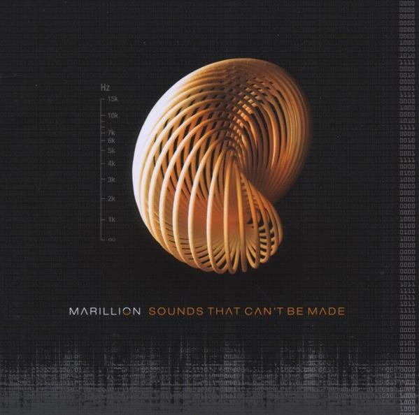Albumcover. Eine spiralförmige goldene Form auf dunklem Hintergrund mit Text und einer Skala links.