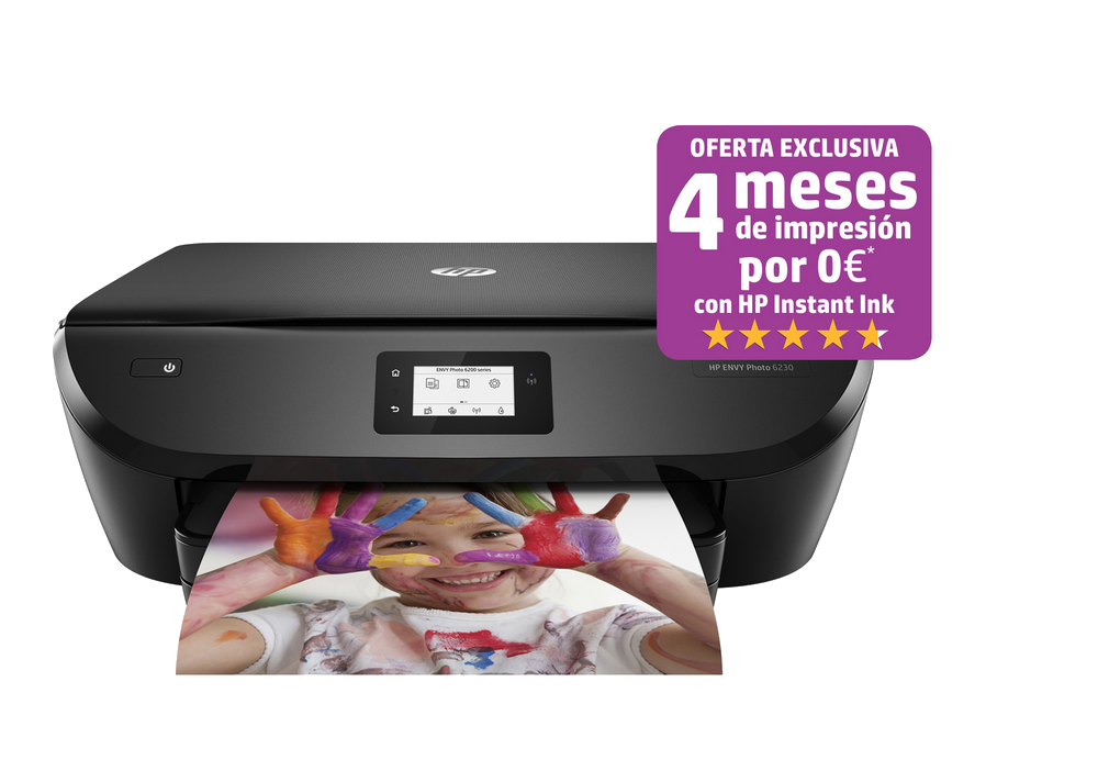 Impresora Hp Envy photo 6230 negro 6.50kg k7g25b tinta a4 color imprime escanea y copia wifi usb 2.0 smart app incluye 4 meses del servicio instant ink multifuncion 8ppm bluetooth compatible con 6 13 4800 1200