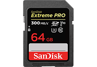 SANDISK Extreme PRO - Scheda di memoria SDXC  (64 GB, 300 MB/s, Nero)