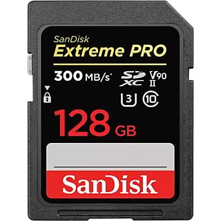 SANDISK Extreme PRO - SDXC-Speicherkarte  (128 GB, 300 MB/s, Schwarz)