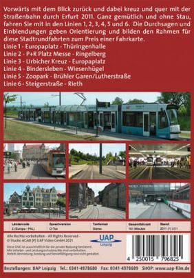 Erfurt- Mit der Straßenbahn durch 2, - 4, Linien 3, - Straßenbahnmitfahrten 1, 5, DVD 6 Erfurt