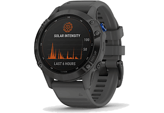 GARMIN fenix 6 Pro Solar fekete okosóra, szürke szíjjal (GG010-02410-11)