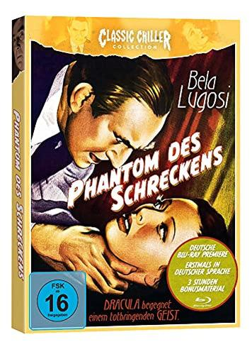 DVD-Cover: Mann beugt sich über Frau, Titel 'Phantom des Schreckens', Bela Lugosi. Gelb und schwarz.