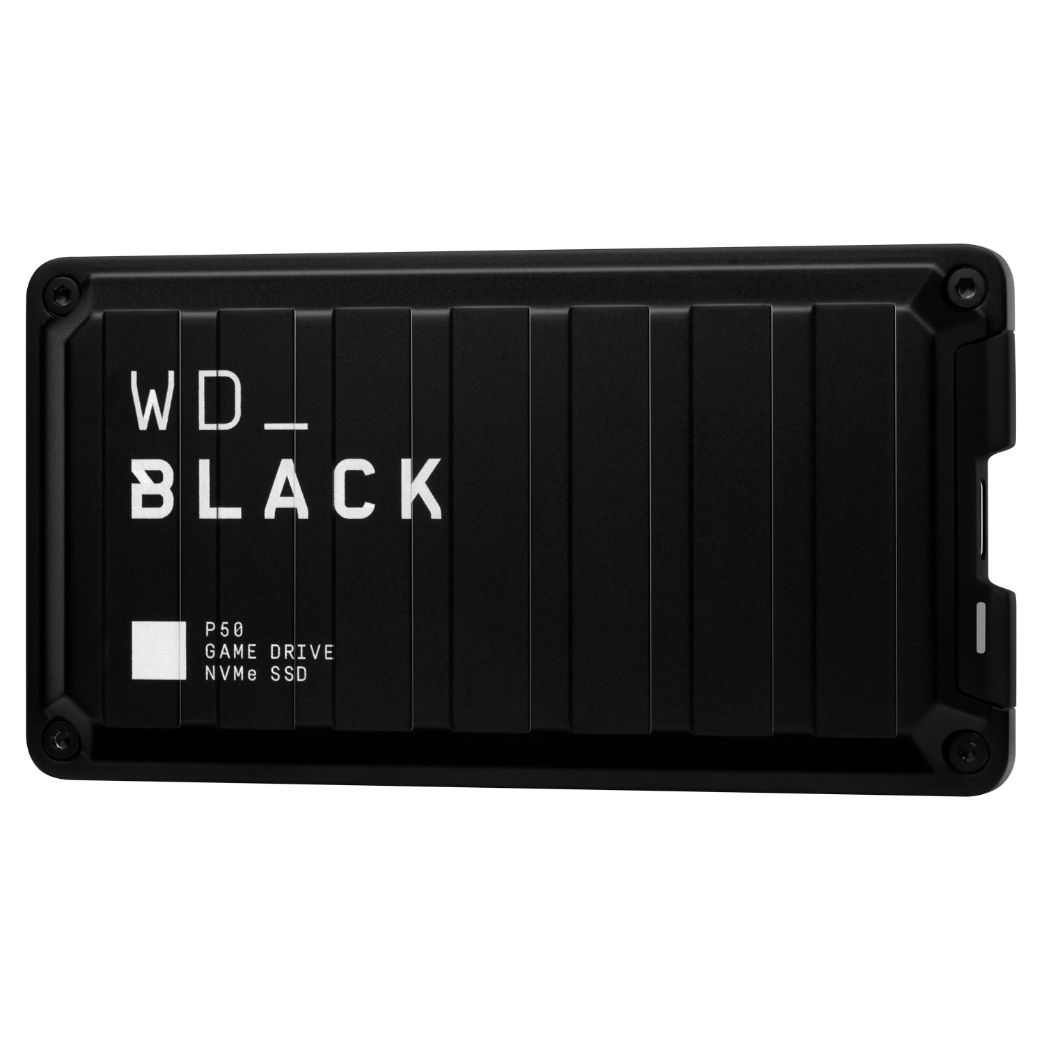 Disco de juego WD_BLACK P50 negro, con superficie texturizada.