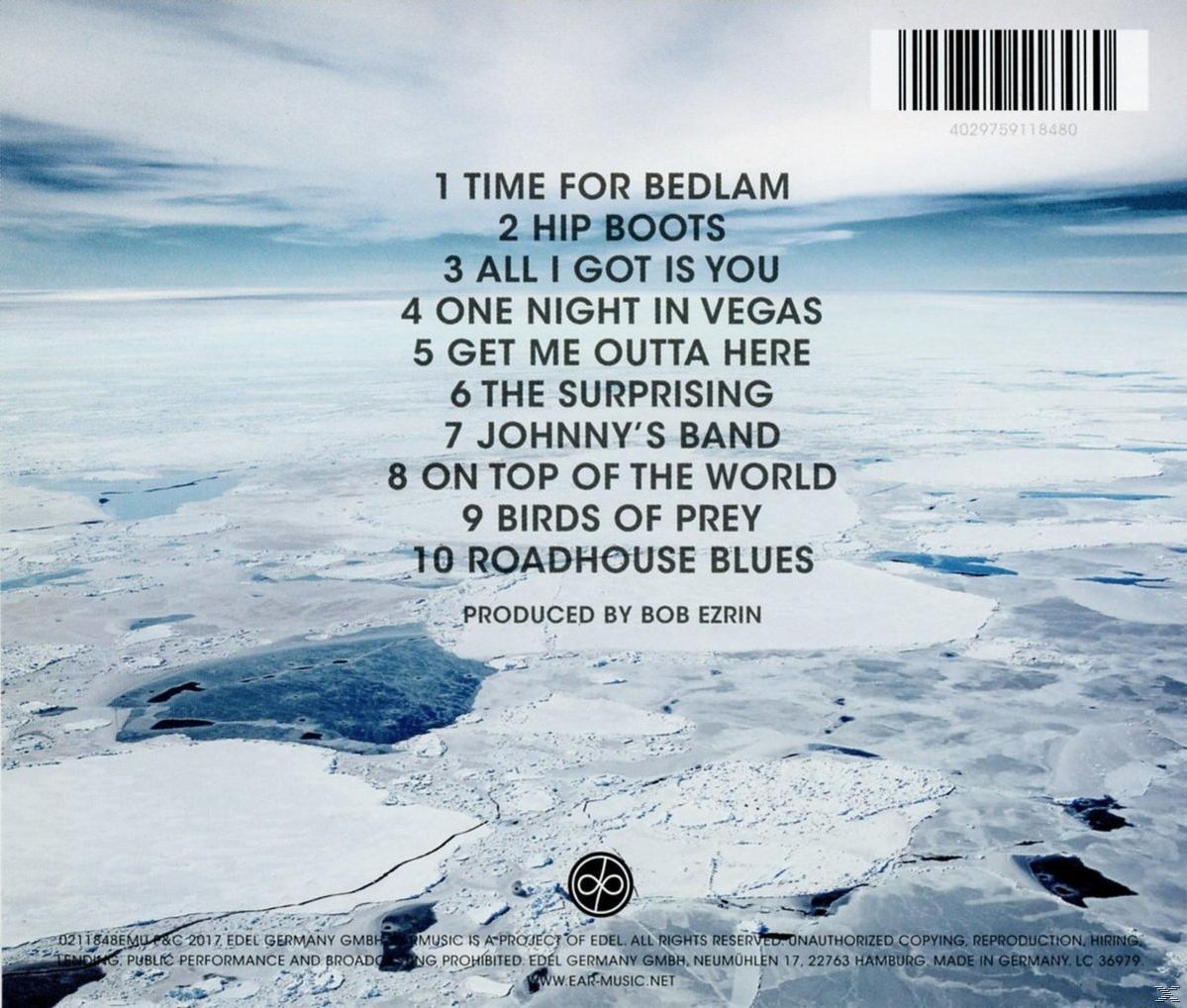 CD-tok hátulja a bal oldali számlistával és havas tájjal.