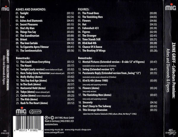 Zaine Griff - ASHES & DIAMONDS/FIGURES  - (CD)