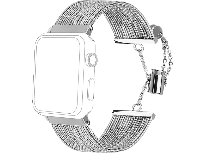 TOPP Metal Waterfall, Ersatz-/Wechselarmband, Apple, Silber | Armbänder passend für Apple Watch