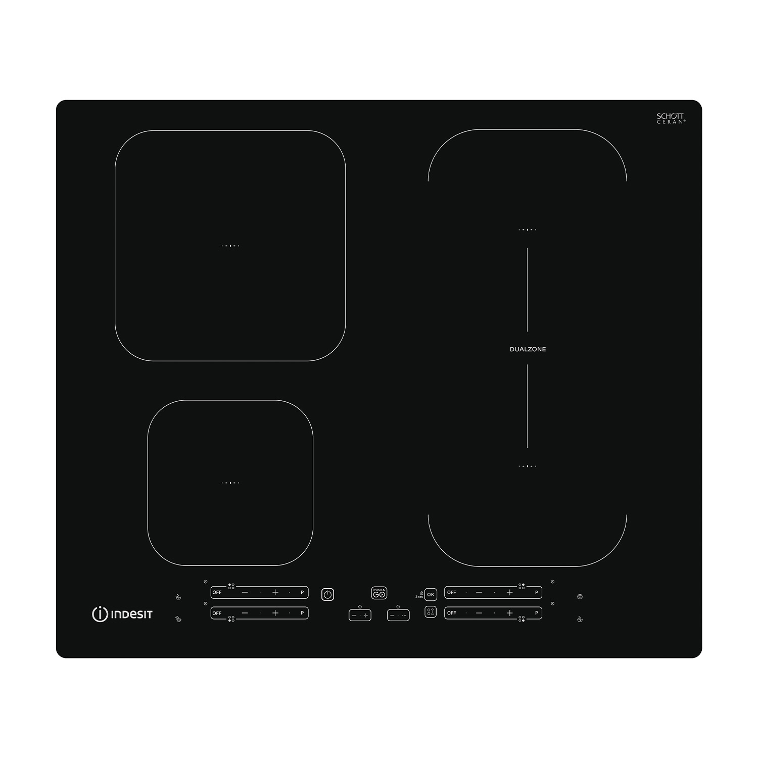 Piano Cottura A Induzione Indesit IB 65B60 NE, 4 zone cottura, 59 cm x 51