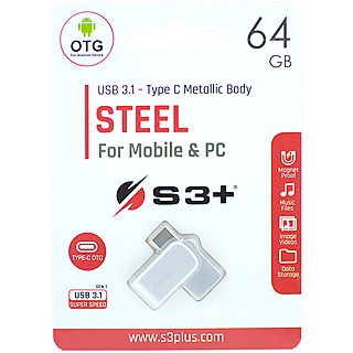PEN DRIVE S3+ 64GB USB-C/USB3 OTG STEEL