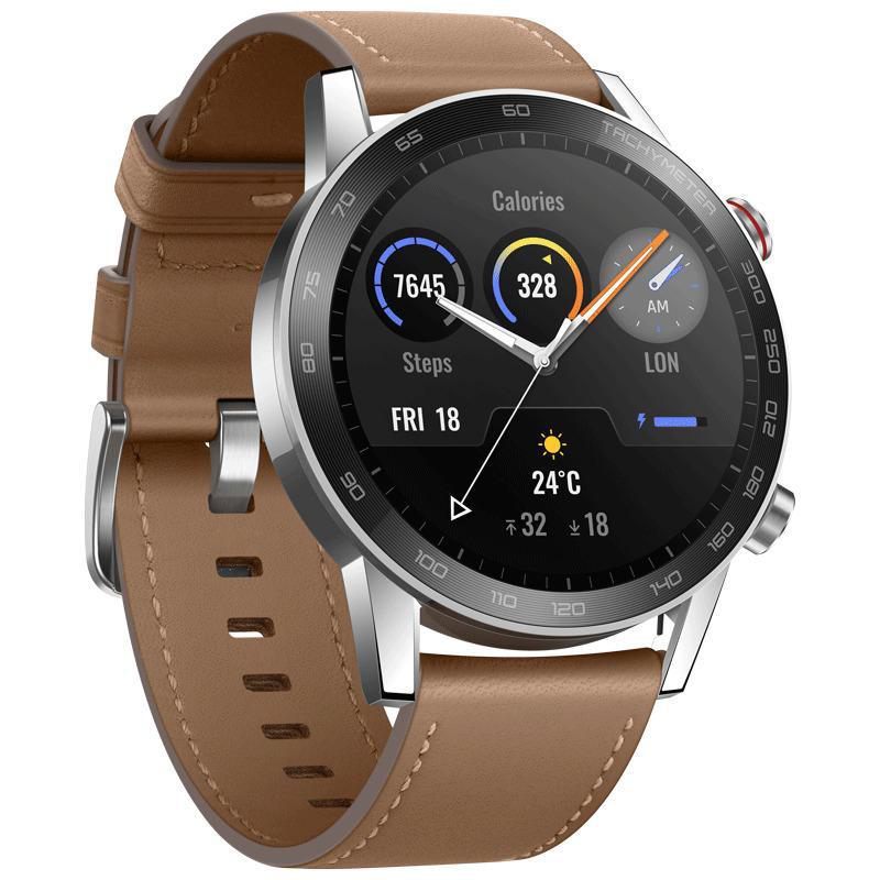 HONOR MagicWatch 2 Smartwatch Metall, Kunststoff Echtleder, 140-210 mm, Braun