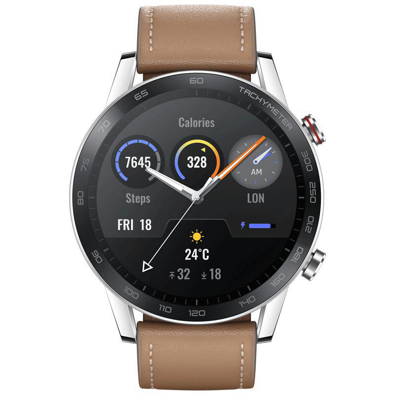 HONOR MagicWatch 2 Smartwatch Metall, Kunststoff Echtleder, 140-210 mm, Braun