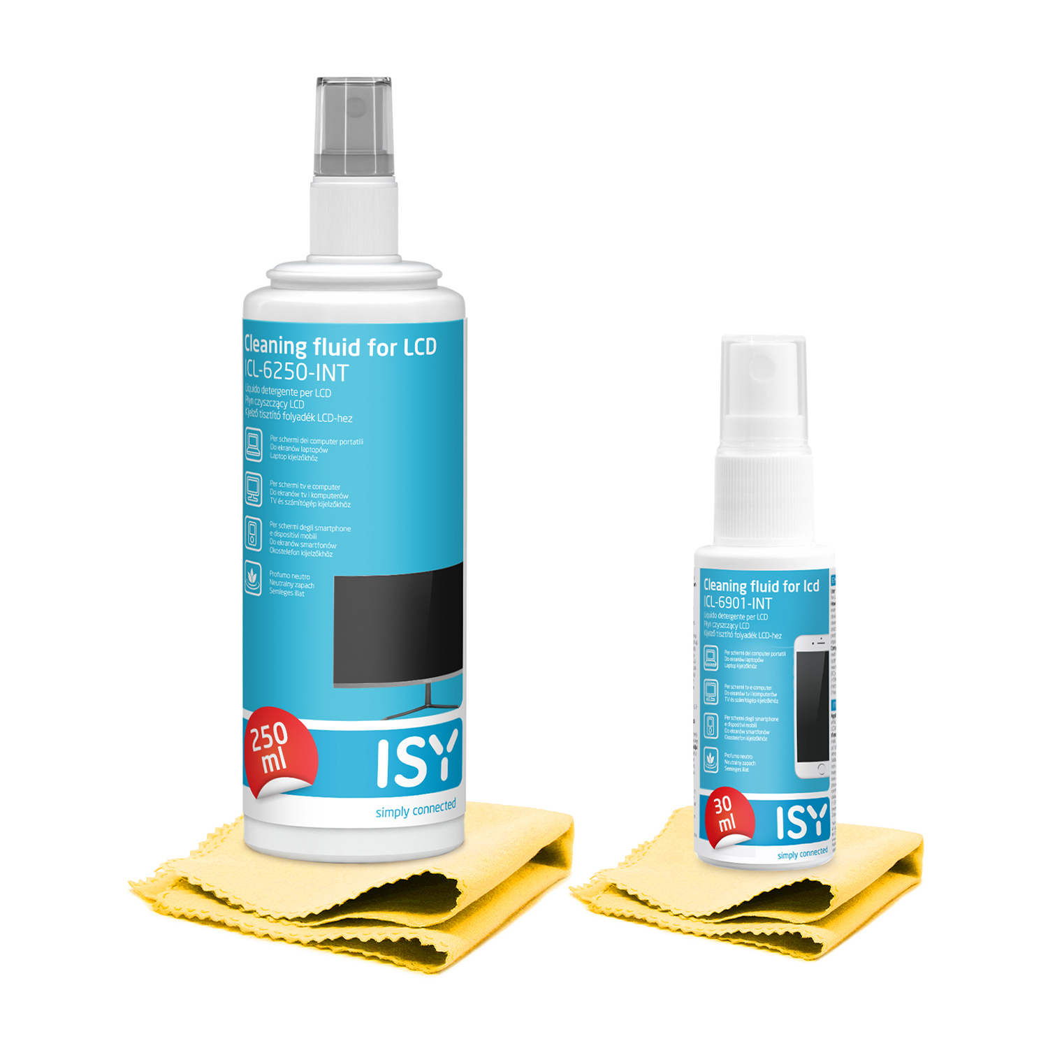 SET Pulizia Schermo ISY Tv2Spray+2 Panni