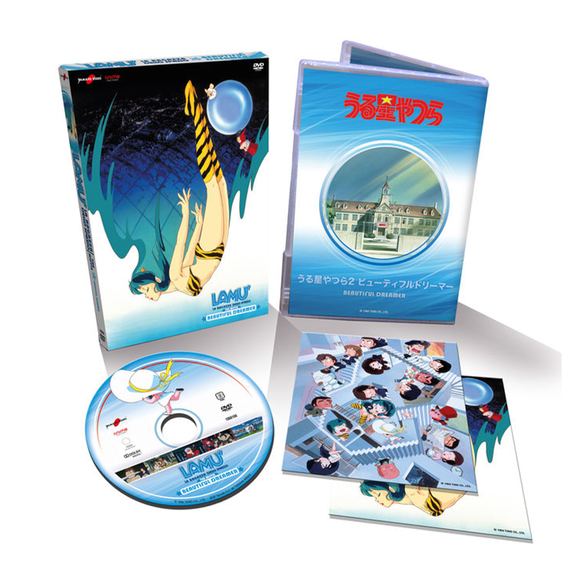 Set di DVD con varie copertine e dischi con arte anime.