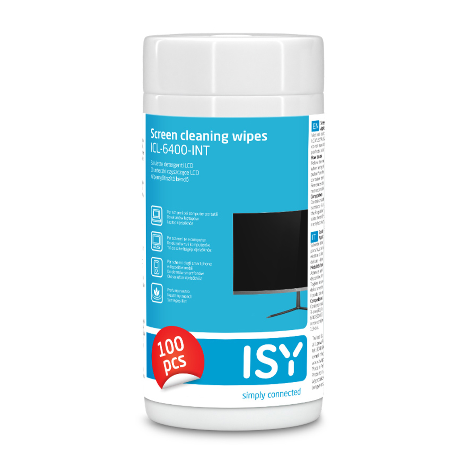 Salviettine ISY Salviet Lcd/Plas/Led100Pz