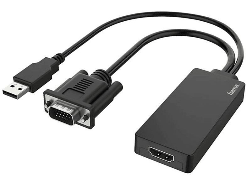 HAMA Cavetto adattatore ingresso VGA+USB/ uscita HDMI, Full HD 1080P, nero