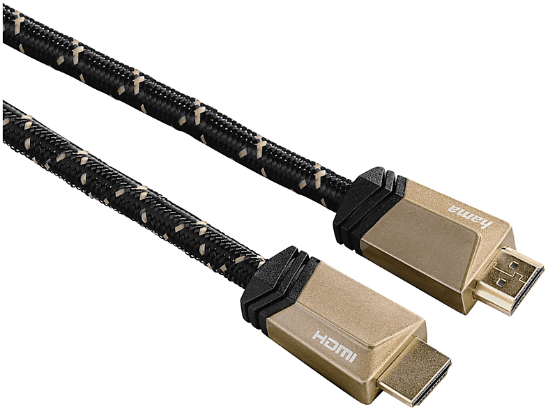 Cavo HDMI Hama 2m High Speed Con Ethernet, 8K Ultra HD, Connettori Dorati, Rivestimento In Tessuto