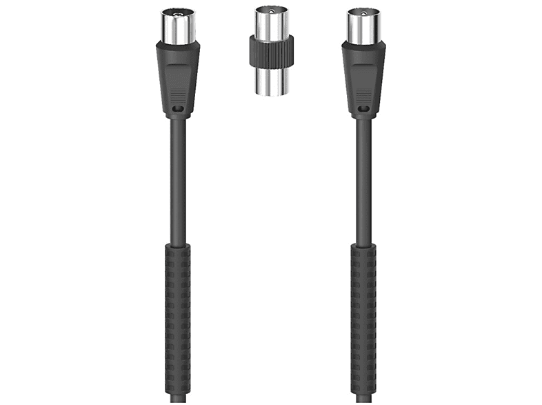 HAMA Cavo antenna M/F con adattatore M/M, 3 metri, 85 dB, ferrite, nero