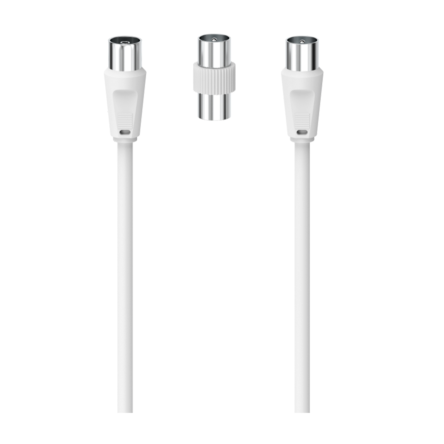 Hama Cavo antenna M/F con adattatore M/M, 10 metri, 75 dB, bianco