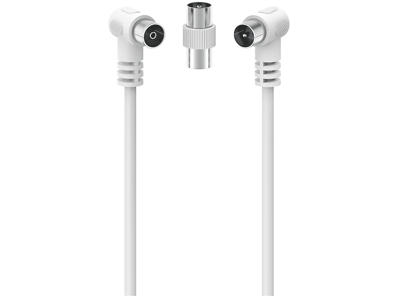 Hama Cavo antenna 90° M/F con adattatore M/M, 1,5 metri, 75 dB, bianco