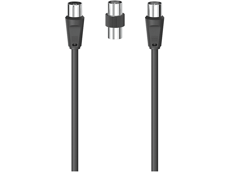 HAMA Cavo antenna M/F con adattatore M/M, 3 metri, 75 dB, nero