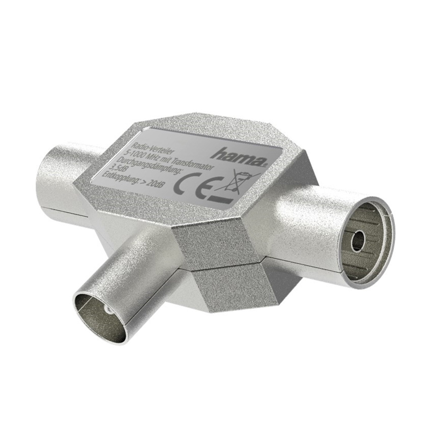 Hama Distributore antenna 1 M/2 F, corpo in metallo