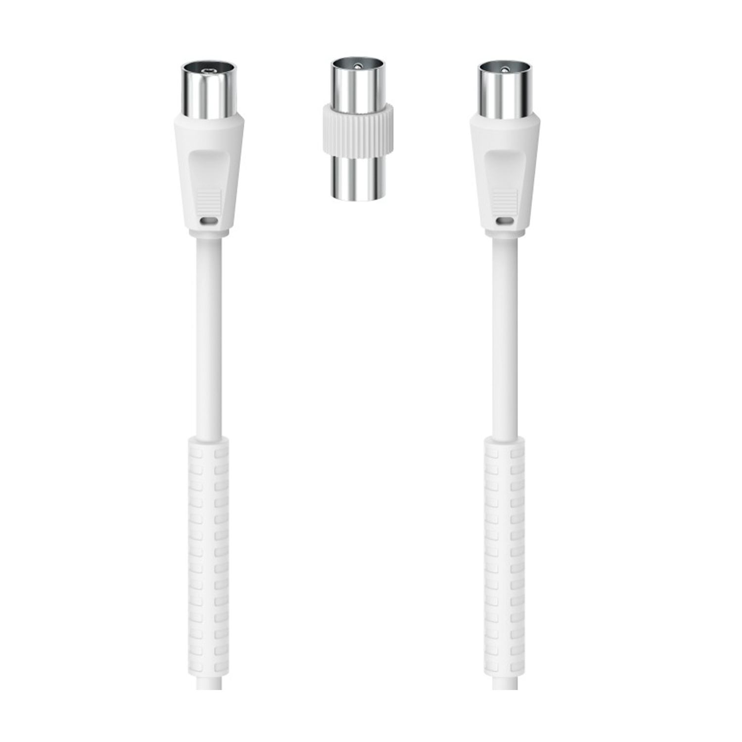 Hama Cavo antenna M/F con adattatore M/M, 5 metri, 85 dB, ferrite, bianco