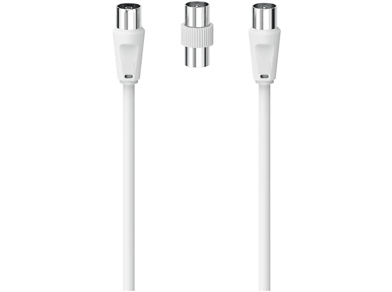HAMA Cavo antenna M/F con adattatore M/M, 3 metri, 75 dB, bianco