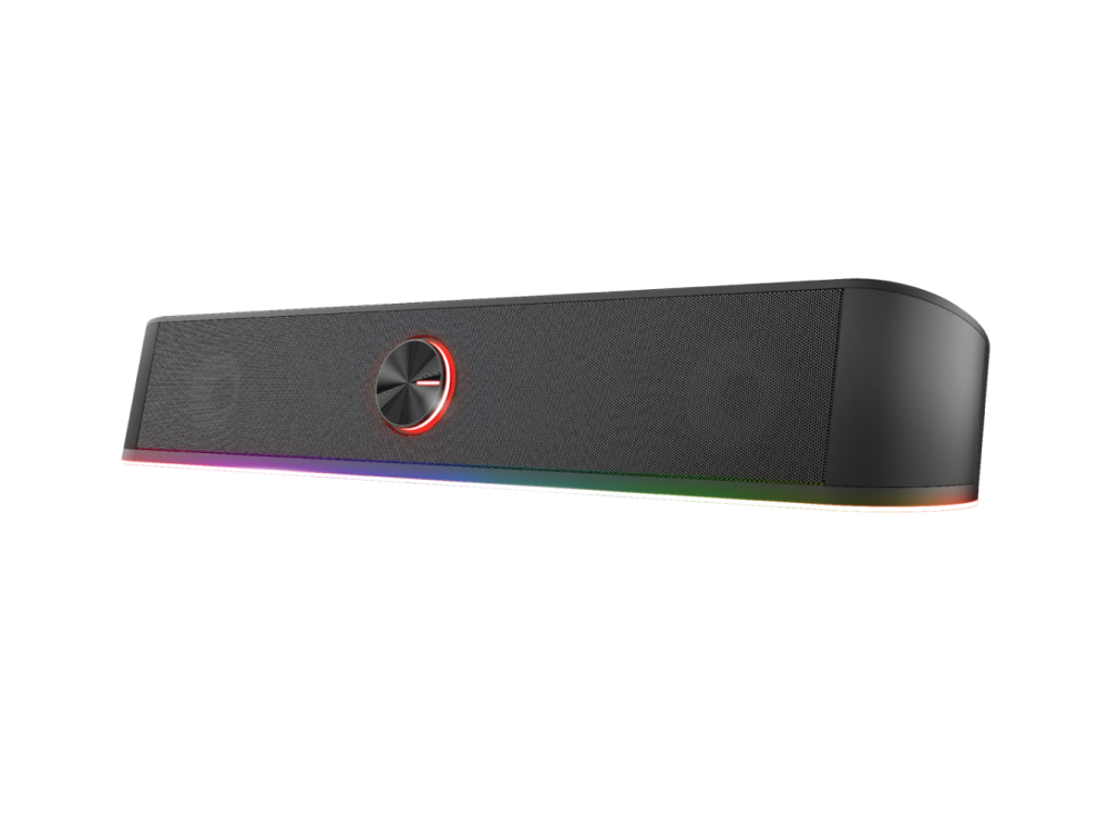 Barra de sonido - Trust GXT 619 Thorne, 12 W, Iluminación RGB, USB, Jack de 3.5 mm, Negro