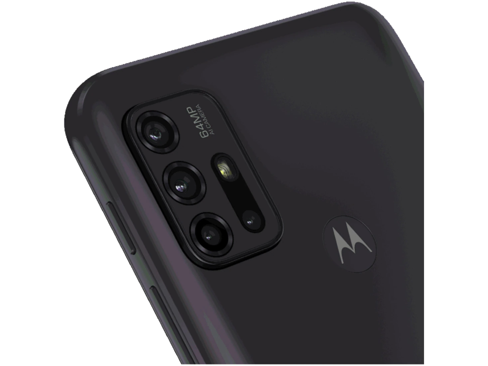 Vista trasera de un smartphone negro con configuración de cámara triple.