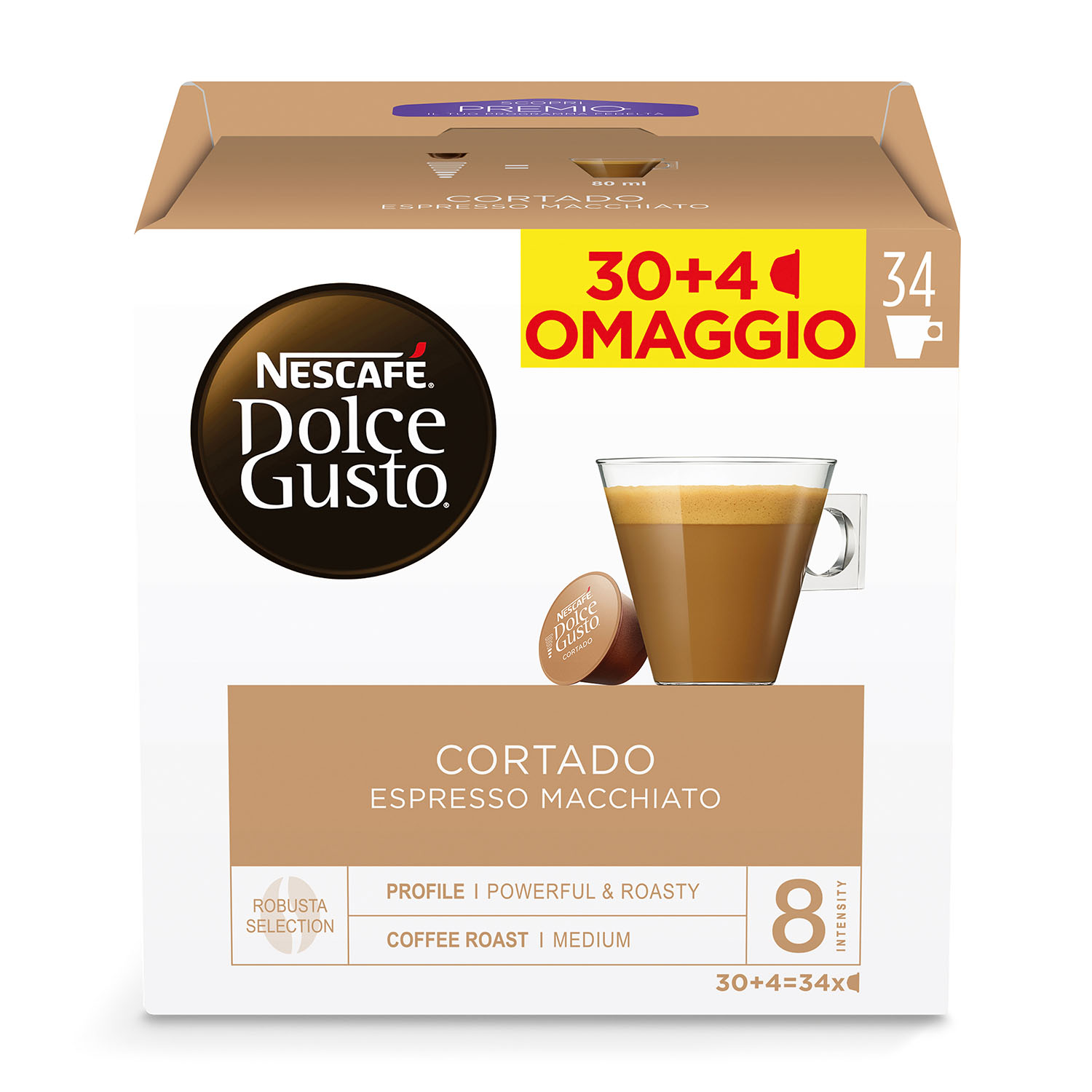 Nescafe' Dolce Gusto Capsule Dolce Gusto Cortado Espresso Macchiato NDG Cortado 30+4