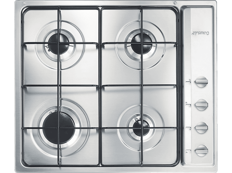 SMEG S64S PIANO COTTURA GAS, 4 zone di cottura, dimensioni: L 58,5 cm, P 50 piano in Acciaio inossidabile, Inox