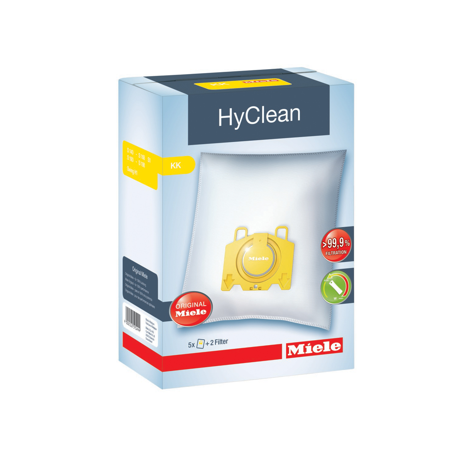 Sacchetti per aspirapolvere Miele, 5 pezzi + 2 filtri Miele KK Hyclean Scope