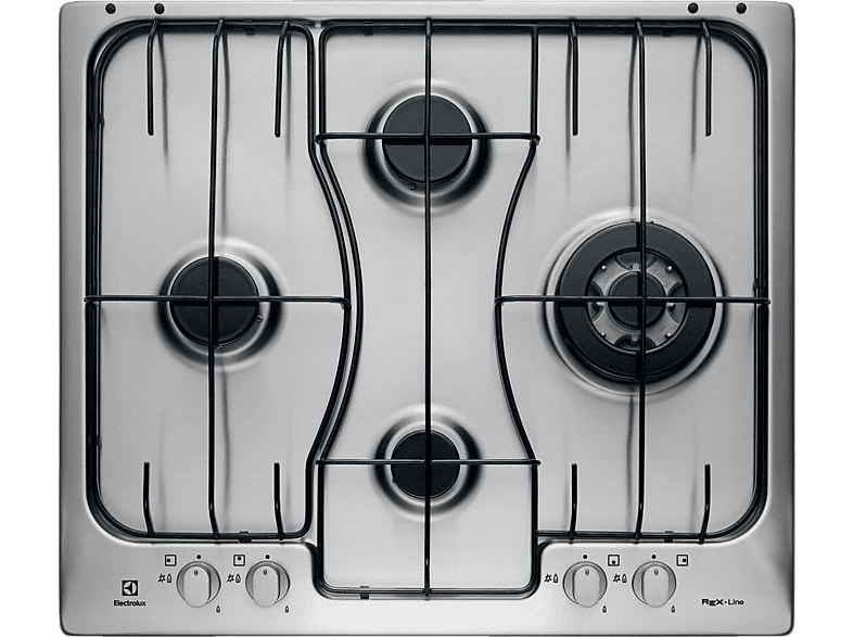ELECTROLUX RGG6243LOX PIANO COTTURA GAS, 4 zone di cottura, dimensioni: L 59,4 cm, P 51 piano in Acciaio inossidabile, Inox Antimpronta