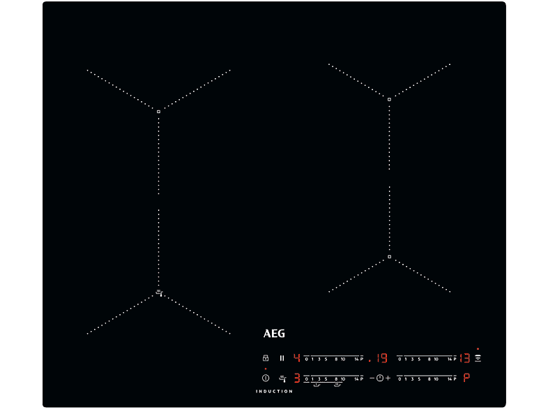 AEG Iae64433Ib Piano Cottura A Induzione, 4 zone di cottura, dimensioni: L 58 cm, P 51 piano in Vetroceramica, Nero