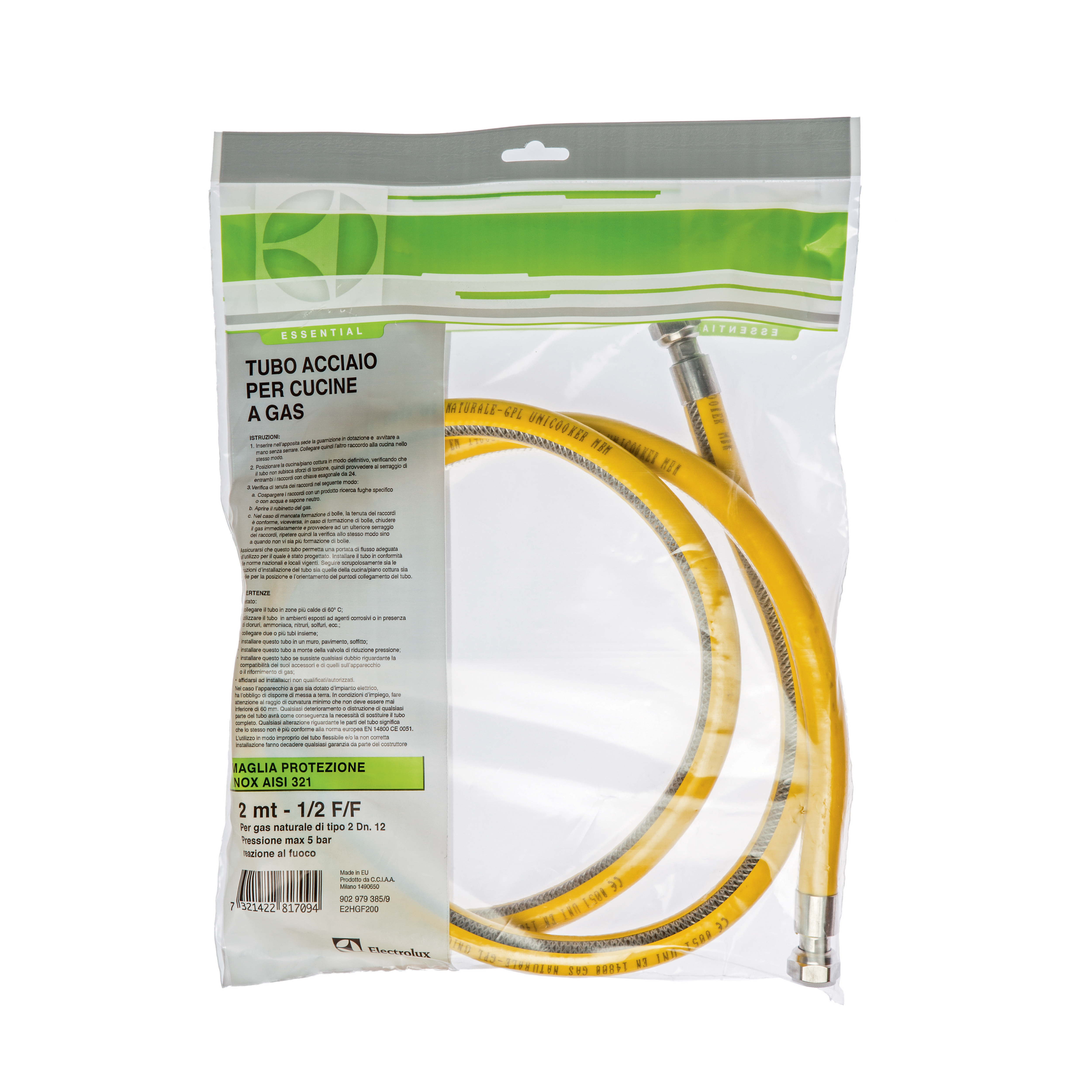 Tubo in acciaio per cucina a gas Electrolux E2Hgf200