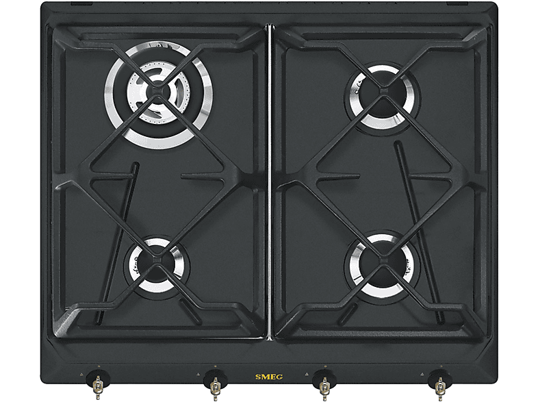 Smeg Srv864Aogh Piano Cottura Gas, 4 zone di cottura, dimensioni: L 59,5 cm, P 50 piano in Smaltato, Antracite