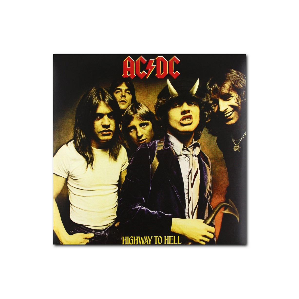 Copertina dell'album 'Highway to Hell' degli AC/DC, con i membri della band.