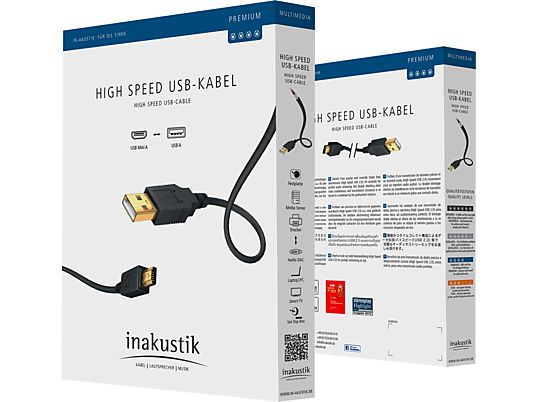 INAKUSTIK 1070033 - Câble USB, 3 m, 480 Mbit/s, Noir