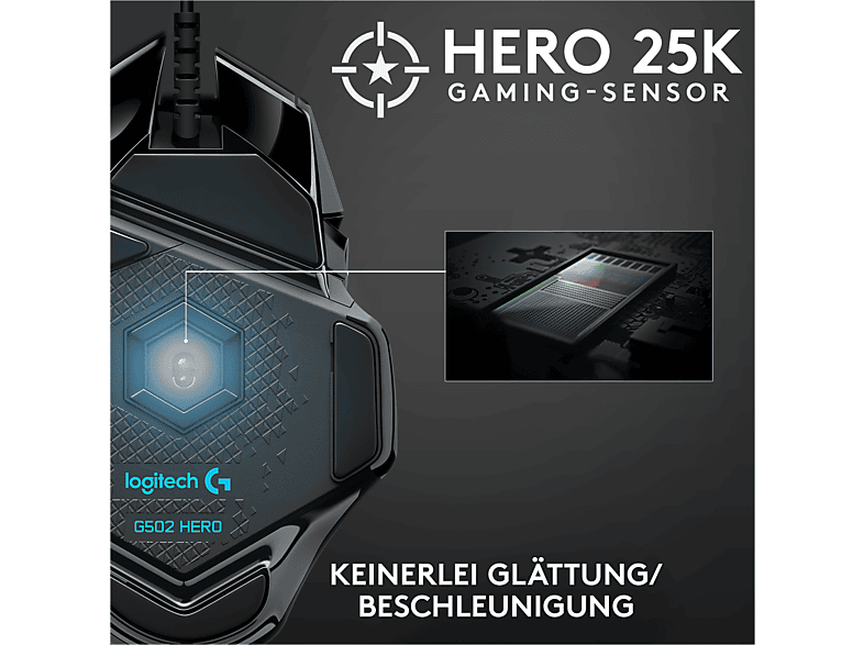Logitech G G502 Hero Kabelgebundene Gaming Maus, Lightsync RGB, Schwarz — Foto 2 von 5