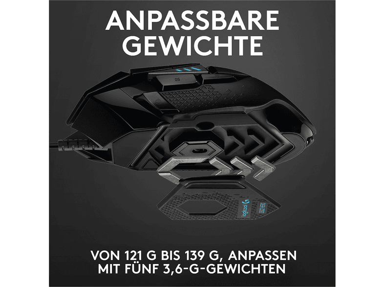 Logitech G G502 Hero Kabelgebundene Gaming Maus, Lightsync RGB, Schwarz — Foto 3 von 5
