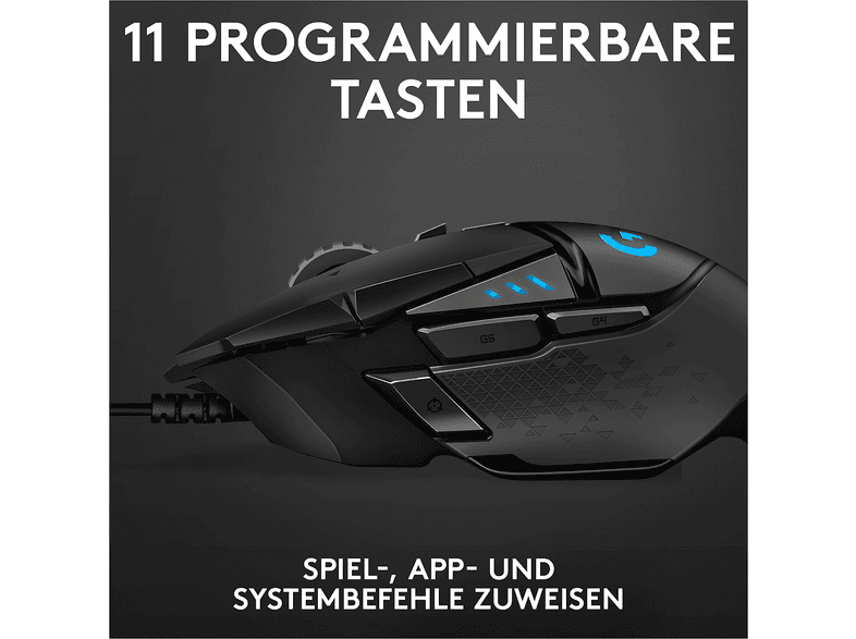 Logitech G G502 Hero Kabelgebundene Gaming Maus, Lightsync RGB, Schwarz — Foto 4 von 5