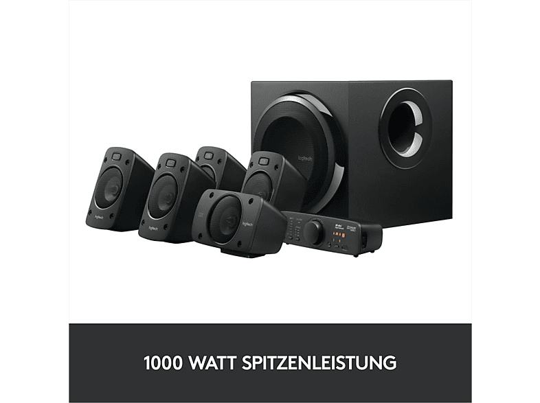 LOGITECH Z906 5.1 Lautsprecher, 1000W, THX, Dolby Digital und DTS-zertifizierter, Schwarz; PC-Lautsprecher — Foto 2 von 5