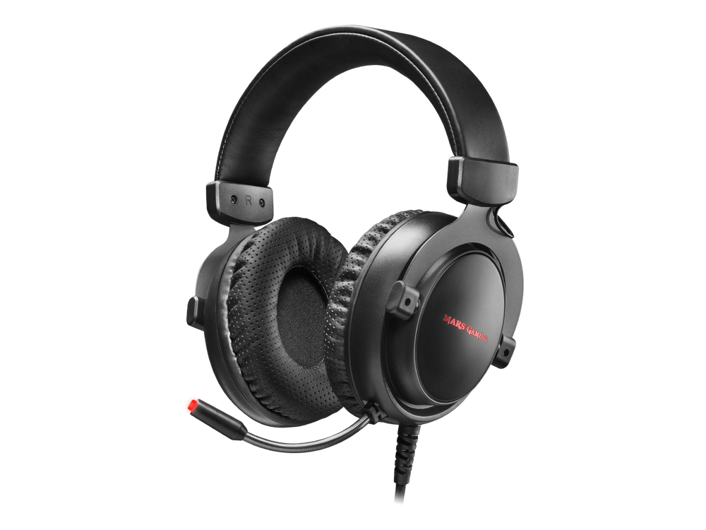 Mars Gaming Mh4x 7.1 auriculares dsp sensus haptic rgb color negro con microfono led 2 diadema multiplataforma iluminación flow