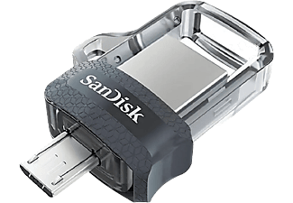 Memoria USB 32 GB - SanDisk Ultra Dual Drive m3.0, Micro USB y USB 3.0, 130 MB/s, Con Memory Zone, OTG, Gris
