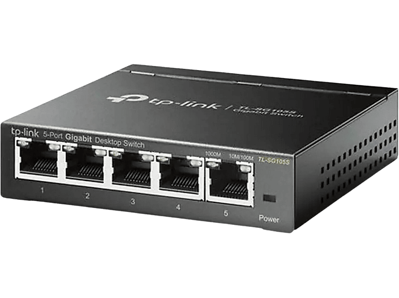 Switch - TP-Link TL-SG105S, 5 puertos RJ-45, Gigabit Ethernet (10/100/1000), Negro