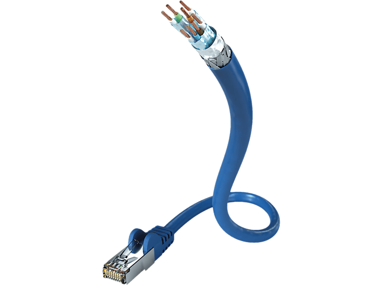 INAKUSTIK 925001 - Netzwerkkabel, 1 m, Cat-7, 10 Gbit/s, Blau